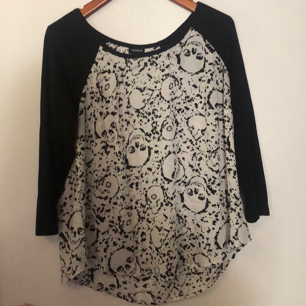 Torrid Skull Print Baseball Shirt